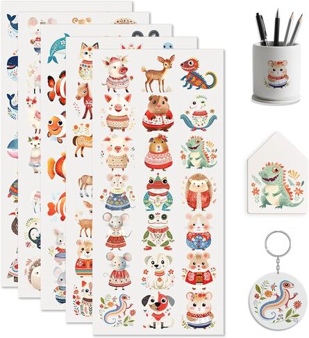 Artistic Animals 105 PCS UV DTF Stickers,Mini Rub on Transfer for Keychains AirPods Cases Phone Decals for Bluetooth Earbud Cases Mini Cups Notebook in Saudi Arabia