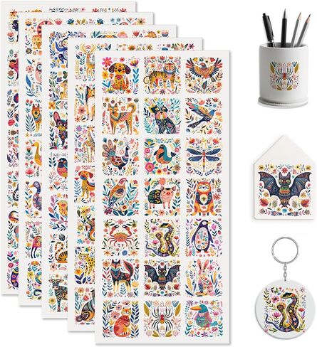 Artistic Animals 105 PCS UV DTF Stickers,Mini Rub on Transfer for Keychains AirPods Cases Phone Decals for Bluetooth Earbud Cases Mini Cups Notebook in Saudi Arabia