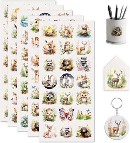 Artistic Animals 105 PCS UV DTF Stickers,Mini Rub on Transfer for Keychains AirPods Cases Phone Decals for Bluetooth Earbud Cases Mini Cups Notebook in Saudi Arabia