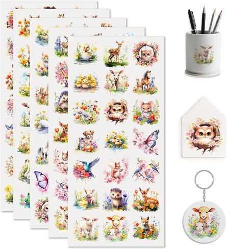 Artistic Animals 105 PCS UV DTF Stickers,Mini Rub on Transfer for Keychains AirPods Cases Phone Decals for Bluetooth Earbud Cases Mini Cups Notebook in Saudi Arabia