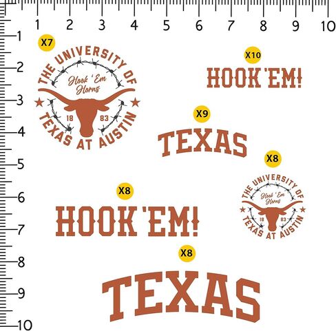 University of Texas Longhorns Hook ’Em 50ct Vinyl Sticker Pack – Large Waterproof Texas & Hook ’Em UT Austin Decals for Laptops, Water Bottles, Tablets, Scrapbooks, Vehicles & More in Kuwait