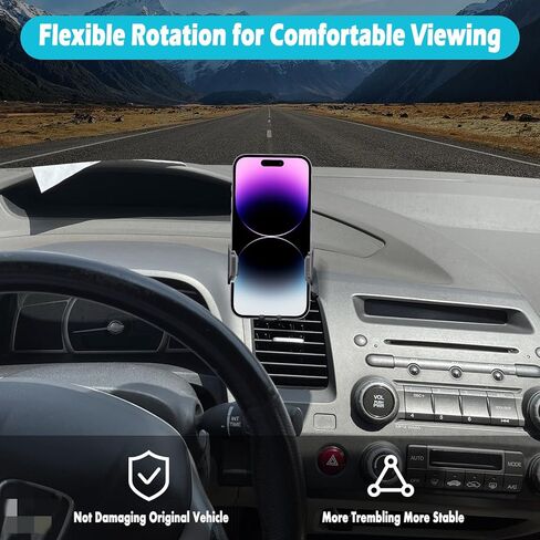 حامل هاتف السيارة يناسب ملحقات Honda Civic 2006-2011، حافظات سميكة مناسبة، حامل الهاتف الخلوي للهواتف 4.7-7 بوصة، دوران 360 درجة، سهل التركيب in Kuwait