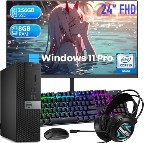 كمبيوتر مكتبي طراز OptiPlex 3040 SFF من Dell مزود بشاشة FHD مقاس 24 بوصة، ومعالج Core i5-6500، وذاكرة وصول عشوائي سعتها 8 جيجابايت، ومحرك أقراص SSD سعة 256 جيجابايت، ومنفذ عرض، وسماعة رأس، ولوحة مفاتيح وماوس، ونظام التشغيل Windows 11 Pro (متجدد) in Kuwait