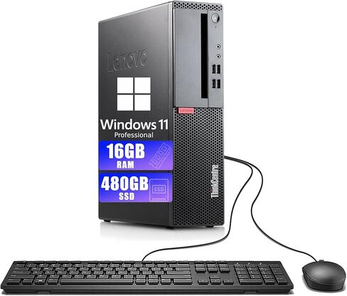 كمبيوتر مكتبي لينوفو ثينك سنتر M710S SFF، كور الجيل السادس 3.70 جيجاهيرتز، 16 جيجا رام، 480 جيجا اس اس دي، VGA، لوحة مفاتيح وماوس، واي فاي، BT، ويندوز 11 برو (متجدد) in Kuwait