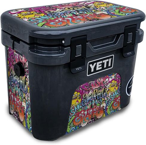 Carbon Fiber Cooler Skin Compatible with Yeti Roadie 15 Hard Cooler - Funky Graffiti - Premium 3M Vinyl Protective Wrap Decal Cover - Easy to Apply | Crafted in The USA by MightySkins in Kuwait