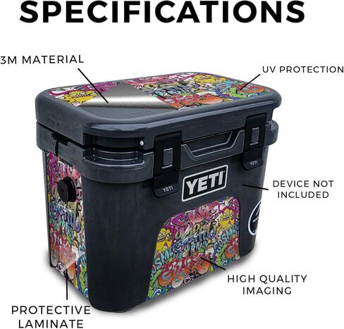 Carbon Fiber Cooler Skin Compatible with Yeti Roadie 15 Hard Cooler - Funky Graffiti - Premium 3M Vinyl Protective Wrap Decal Cover - Easy to Apply | Crafted in The USA by MightySkins in Kuwait