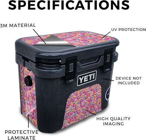 Glossy Glitter Skin Compatible with Yeti Roadie 15 Hard Cooler - Sprinkles - Premium 3M Vinyl Protective Wrap Decal Cover - Easy to Apply | Crafted in The USA by MightySkins in Kuwait