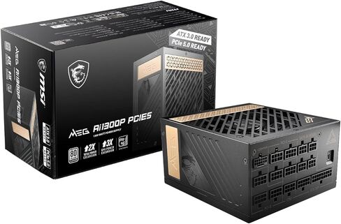 MSI 2021 MEG Ai1300P PCIE 5 & ATX 3.0 مزود طاقة للألعاب - وحدات كاملة - 80 Plus Platinum Certified 1300W - 100٪ مكثفات يابانية 105 درجة مئوية - حجم صغير - ATX PSU (متجدد) in Kuwait