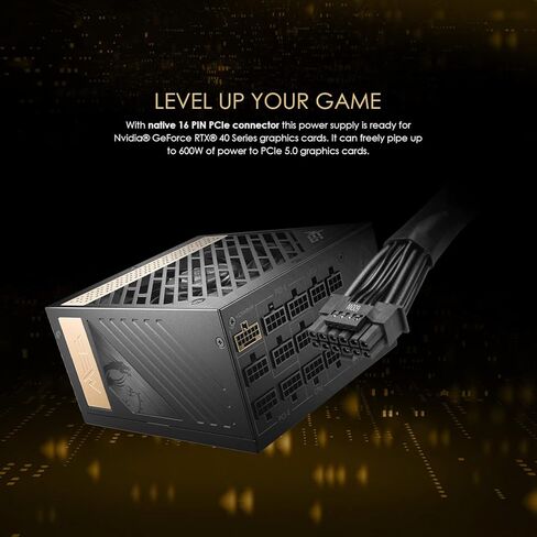 MSI 2021 MEG Ai1300P PCIE 5 & ATX 3.0 مزود طاقة للألعاب - وحدات كاملة - 80 Plus Platinum Certified 1300W - 100٪ مكثفات يابانية 105 درجة مئوية - حجم صغير - ATX PSU (متجدد) in Kuwait