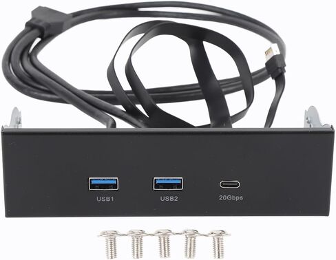 fosa 5.25 Inch Optical Drive Front Panel, USB 3.0 Hub with 2X USB A & 1x Type C Ports 5Gbps / 10Gbps / 20Gbps, for PC Motherboard 19PIN + Type E in Kuwait