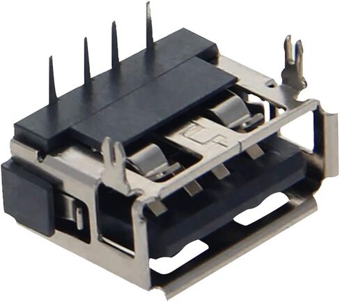 PCB USB Connector Type A Female Jack 4 Pin Short Body Front Insert 10mm 90 Degree Curled Edge 10Pcs,WuJuntool in Kuwait