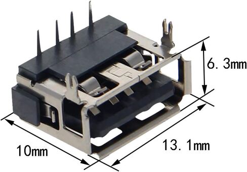PCB USB Connector Type A Female Jack 4 Pin Short Body Front Insert 10mm 90 Degree Curled Edge 10Pcs,WuJuntool in Kuwait