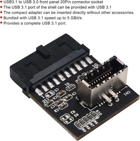 أسود USB 3.0 لوحة تمديد 20Pin رأس شاحن أنثي محول عملي نشط لفتحة AM4/ 2066 in Kuwait