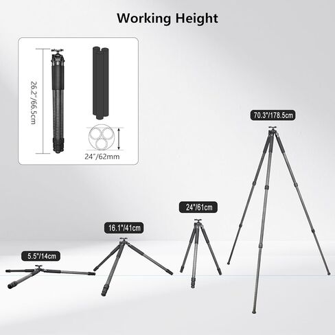 MK323 Carbon Fiber Tripod Ball Head Adapter for Hunting with Arca Swiss Quick-Release Mount, 360° Rotating for Photography, Hunting and Outdoor, 32mm Tube, Load 30kg/66lbs in Kuwait