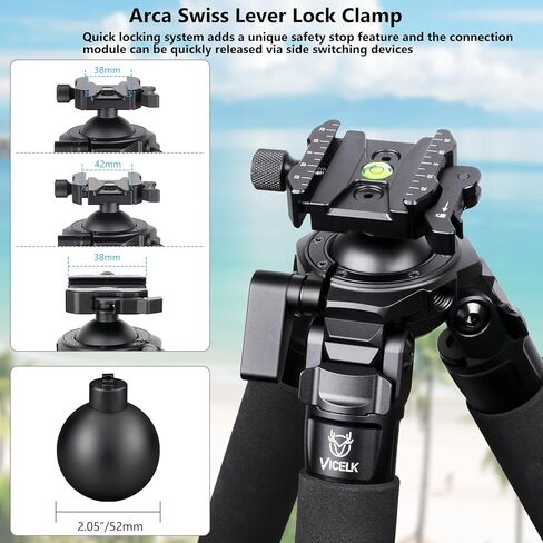MK323 Carbon Fiber Tripod Ball Head Adapter for Hunting with Arca Swiss Quick-Release Mount, 360° Rotating for Photography, Hunting and Outdoor, 32mm Tube, Load 30kg/66lbs in Kuwait