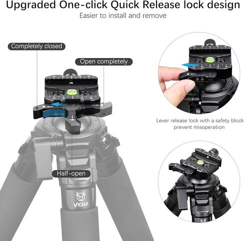 MK323 Carbon Fiber Tripod Ball Head Adapter for Hunting with Arca Swiss Quick-Release Mount, 360° Rotating for Photography, Hunting and Outdoor, 32mm Tube, Load 30kg/66lbs in Kuwait