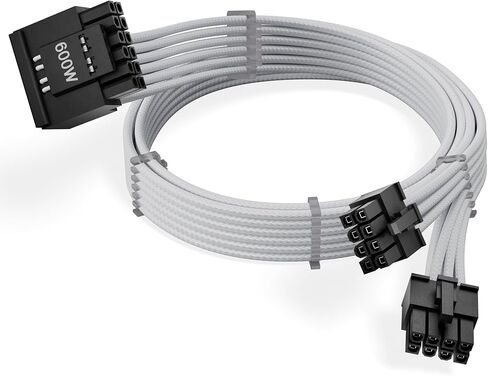 كابل محول X-Enlazar ثنائي 8 دبابيس PSU إلى 12V-2x6 GPU - موصل 90 درجة، أكمام فردية مع تجديل وأمشاط، سلك 16AWG، طول 600 مم، تكوين 2x8، موصل من النوع A - أسود in Kuwait
