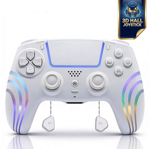 وحدة تحكم RGB اللاسلكية CtrlXs لأجهزة PS5 وPS5 Slim وPS5 Pro والكمبيوتر الشخصي - عصا التحكم المضادة للانجراف بتأثير القاعة، ومشغلات الاستجابة السريعة، وأزرار توربو قابلة للبرمجة، واهتزاز مزدوج، ولوحة ألعاب بمستشعر حركة بستة محاور in Kuwait