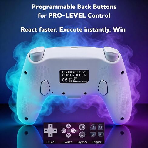 وحدة تحكم RGB اللاسلكية CtrlXs لأجهزة PS5 وPS5 Slim وPS5 Pro والكمبيوتر الشخصي - عصا التحكم المضادة للانجراف بتأثير القاعة، ومشغلات الاستجابة السريعة، وأزرار توربو قابلة للبرمجة، واهتزاز مزدوج، ولوحة ألعاب بمستشعر حركة بستة محاور in Kuwait