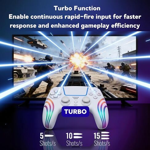 وحدة تحكم RGB اللاسلكية CtrlXs لأجهزة PS5 وPS5 Slim وPS5 Pro والكمبيوتر الشخصي - عصا التحكم المضادة للانجراف بتأثير القاعة، ومشغلات الاستجابة السريعة، وأزرار توربو قابلة للبرمجة، واهتزاز مزدوج، ولوحة ألعاب بمستشعر حركة بستة محاور in Kuwait