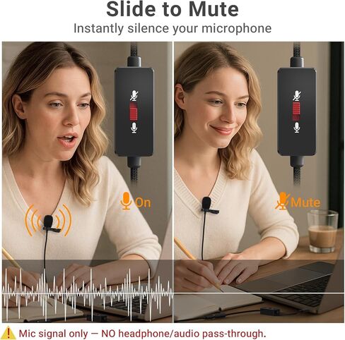 Cubilux 3.5mm TRRS Microphone Mute Switch Adapter, CTIA Inline Slide (Male to Female), Mic Signal Only (Not for Headphones/Audio), for TRRS Lavalier Mic, Smartphone/Laptop/PC in Kuwait
