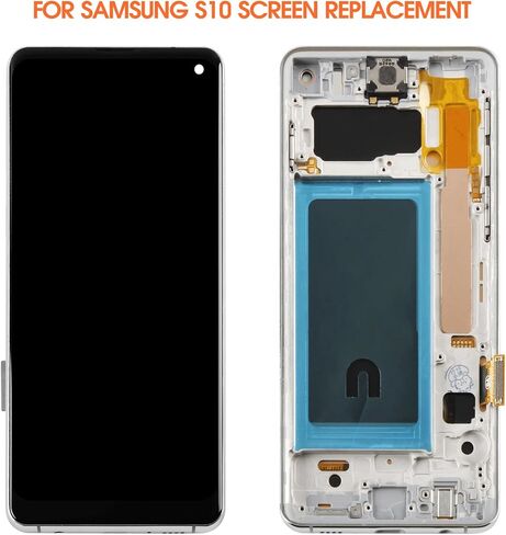 INCELL لهاتف Samsung Galaxy S10 استبدال شاشة Samsung S10 LCD SM-G973F G973U G973W LCD محول رقمي يعمل باللمس جزء إصلاح تجميع فضي مع إطار (بدون بصمة) in Kuwait