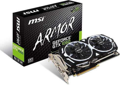 MSI Gaming GeForce GTX 1060 6GB GDRR5 192-bit HDCP Support DirectX 12 Dual Fan VR Ready OC Graphics Card (GTX 1060 Armor 6G OCV1) (Renewed) in Kuwait