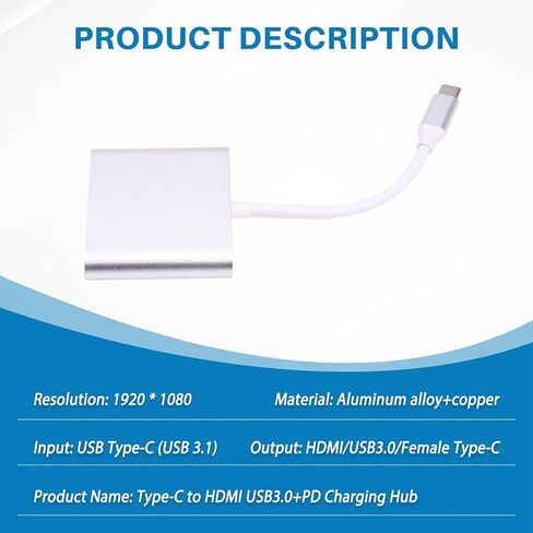 محول كابل محول من النوع C إلى متوافق مع 4K محول كابل من النوع C إلى محطة إرساء كابل USB HD المتوافقة in Kuwait