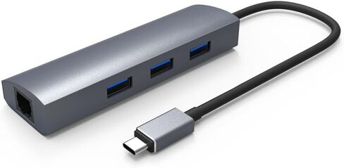 موزع USB C إلى 3 منافذ USB 3.0 مع محول جيجابت إيثرنت، وجسم من الألومنيوم لأجهزة USB من النوع C، بما في ذلك MacBook الجديد وChromeBook Pixel والمزيد in Kuwait