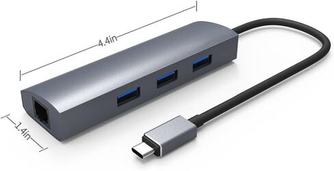 موزع USB C إلى 3 منافذ USB 3.0 مع محول جيجابت إيثرنت، وجسم من الألومنيوم لأجهزة USB من النوع C، بما في ذلك MacBook الجديد وChromeBook Pixel والمزيد in Kuwait