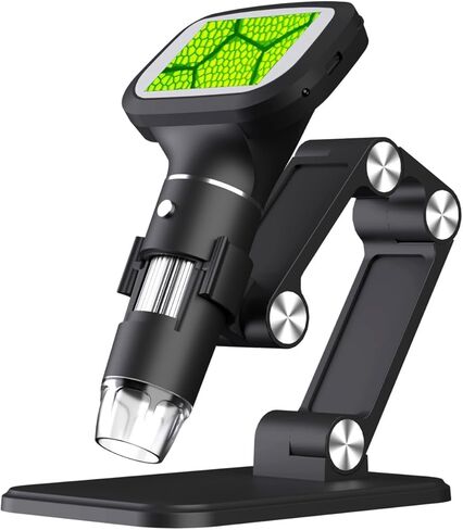 Fabater Digital Microscope, 50X-1600X Magnification 2.4-Inch Color Display 8 Adjustable LED Lights Handheld Microscope, Portable with Stand for Kids Education Science in Kuwait