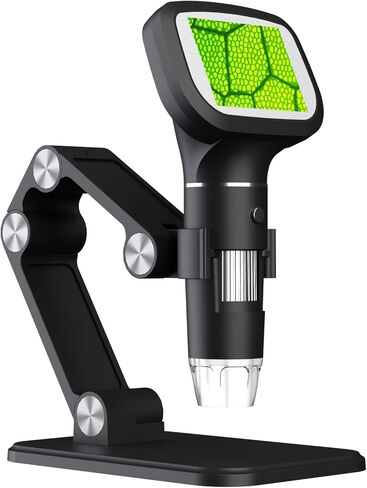 Fabater Digital Microscope, 50X-1600X Magnification 2.4-Inch Color Display 8 Adjustable LED Lights Handheld Microscope, Portable with Stand for Kids Education Science in Kuwait