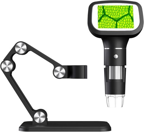 Fabater Digital Microscope, 50X-1600X Magnification 2.4-Inch Color Display 8 Adjustable LED Lights Handheld Microscope, Portable with Stand for Kids Education Science in Kuwait