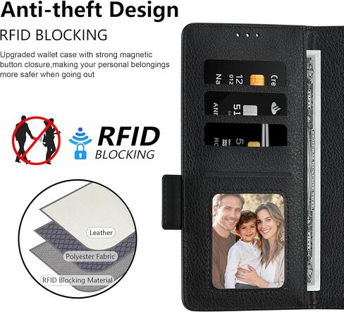 حافظة Vofolen لهاتف Samsung Galaxy Z Fold 7 مع حامل بطاقة RFID وحامل قلم S من الجلد شديد التحمل ومضاد للصدمات مع مشبك مغناطيسي وغطاء رفيع لهاتف Z Fold 7 أسود in Kuwait
