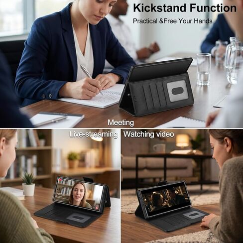 حافظة Vofolen لهاتف Samsung Galaxy Z Fold 7 مع حامل بطاقة RFID وحامل قلم S من الجلد شديد التحمل ومضاد للصدمات مع مشبك مغناطيسي وغطاء رفيع لهاتف Z Fold 7 أسود in Kuwait