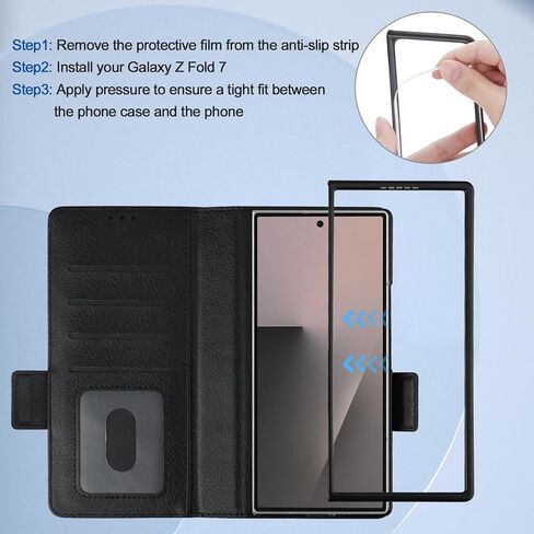 حافظة Vofolen لهاتف Samsung Galaxy Z Fold 7 مع حامل بطاقة RFID وحامل قلم S من الجلد شديد التحمل ومضاد للصدمات مع مشبك مغناطيسي وغطاء رفيع لهاتف Z Fold 7 أسود in Kuwait