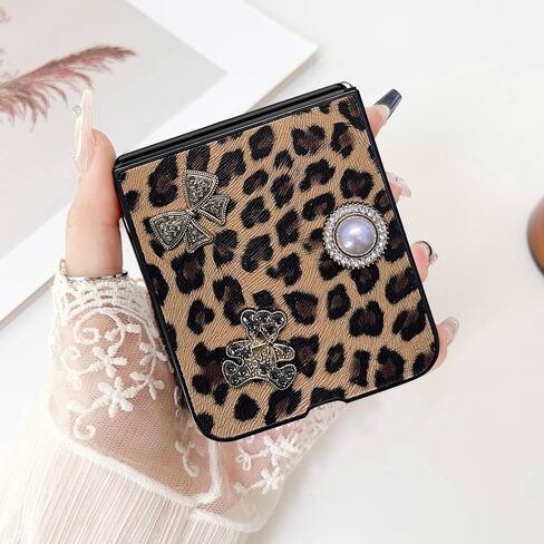 Cute Case for Samsung Z Flip 7 with Lanyard, Leopard Pattern Design Galaxy Z Flip 7 Phone Case for Women Girls, Stylish Slim Shockproof PU Leather Case for Samsung Galaxy Z Flip 7(2025) in Kuwait