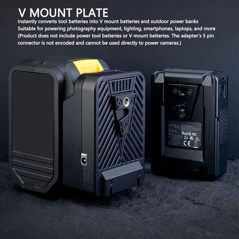 Asixxsix V Mount Battery Plate, Power Tool Battery to V Mount Plate Adapter, Type C PD 100W 5 Pin Interface with D Tap, DC Output & Type C Input Output for Camera Power Supply in Kuwait