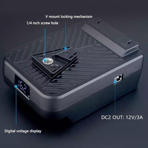 Asixxsix V Mount Battery Plate, Power Tool Battery to V Mount Plate Adapter, Type C PD 100W 5 Pin Interface with D Tap, DC Output & Type C Input Output for Camera Power Supply in Kuwait