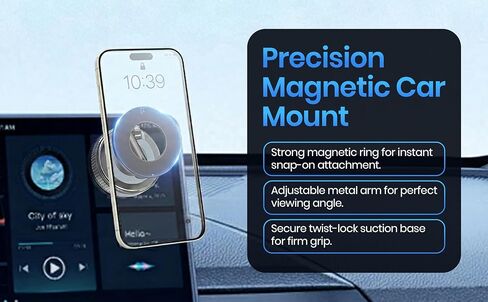 Magnetic Car Phone Mount with 96 LBS Strong Suction Cup - 360° Adjustable Twist-Lock Vacuum Holder - Car Magsafe Phone Mount Compatible for iPhone, Samsung, LG - Universal Hands Free Smartphone Holder in Kuwait