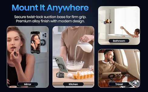 Magnetic Car Phone Mount with 96 LBS Strong Suction Cup - 360° Adjustable Twist-Lock Vacuum Holder - Car Magsafe Phone Mount Compatible for iPhone, Samsung, LG - Universal Hands Free Smartphone Holder in Kuwait