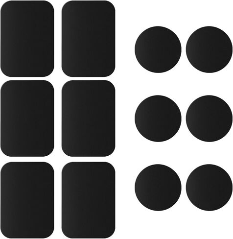 Universal Metal Plate for Magnetic Car Phone Holder Mount, Ultra Thin Metal Plates for Phone Magnet, Adhesive Sheet Metal 12 Pack for Back of Phone Case, 6 Rectangle & 6 Round, Black in Kuwait