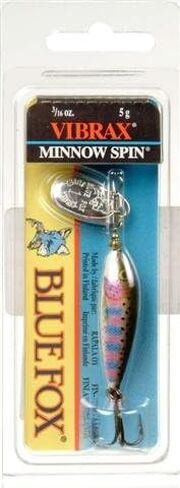 Blue Fox Vibrax Minnow Spin, Inline Spinner Lure with Minnow Body for Trout, Bass, Walleye, and Salmon Fishing, Blade Size 1, Rainbow Trout/Silver in Kuwait