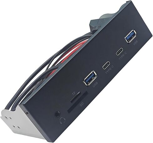 لوحة USB3.2 Gen1 مقاس 5.25 بوصة للحافظة مع فتحة USB3.0 مزدوجة من النوع C وفتحة قارئ بطاقات لسطح المكتب مقاس 5.25 بوصة ملحقات علبة الكمبيوتر in Kuwait