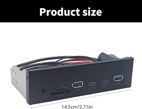 لوحة USB3.2 Gen1 مقاس 5.25 بوصة للحافظة مع فتحة USB3.0 مزدوجة من النوع C وفتحة قارئ بطاقات لسطح المكتب مقاس 5.25 بوصة ملحقات علبة الكمبيوتر in Kuwait