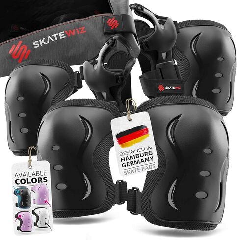SKATEWIZ Kids Knee Pads and Elbow Pads Set & Wrist Guards for Roller Skating [6pc] Skating Pads Protective Gear Adult and Kids - Roller Skate & Skateboard Pads in Saudi Arabia