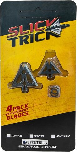 Slick Trick VT Extra 100/125 GR Broadhead (عبوة من 4)، 1-1/16 بوصة، فضي in Kuwait