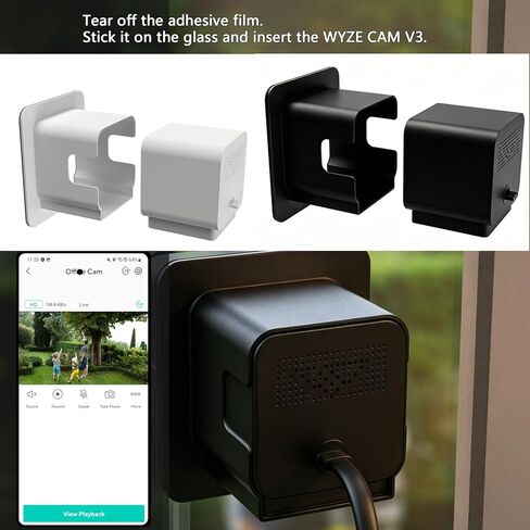 حامل نافذة مكون من قطعتين لكاميرا Wyze Cam v4 v3 og، من خلال استخدام الزجاج لكاميرا Wyze، حامل زجاجي نافذة لاصق للحيوانات الأليفة الزواحف والأسماك ومغذية الطيور النافذة، مادة بلاستيكية متينة in Kuwait