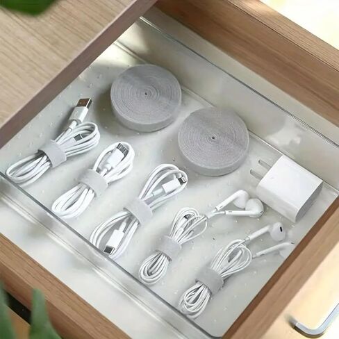 3 Rolls Adjustable Hook and Loop Cable Ties, Reusable Wire Management Straps for Cable Organizer, Black White Gray in Kuwait