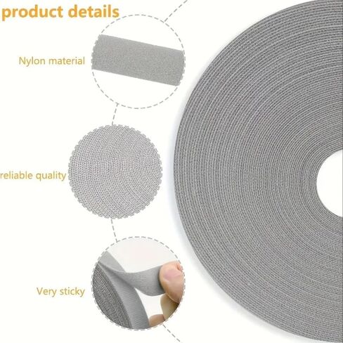 3 Rolls Adjustable Hook and Loop Cable Ties, Reusable Wire Management Straps for Cable Organizer, Black White Gray in Kuwait